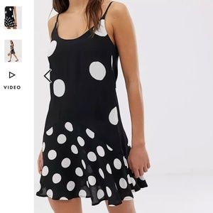 River Island cami slip dress in mixed polka dot